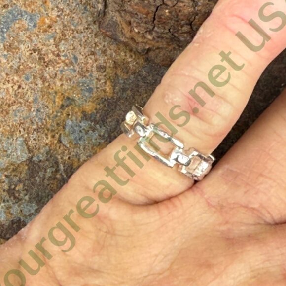 Vintage Sterling Silver Chain Band Ring Size 5 1/4 - Picture 4 of 4